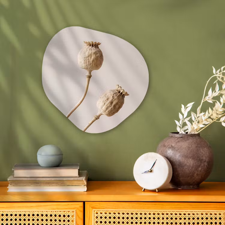 Organisch schilderij - Forex - Papaverbollen - Droogbloemen - Minimalistisch - Beige - Rustig — 2