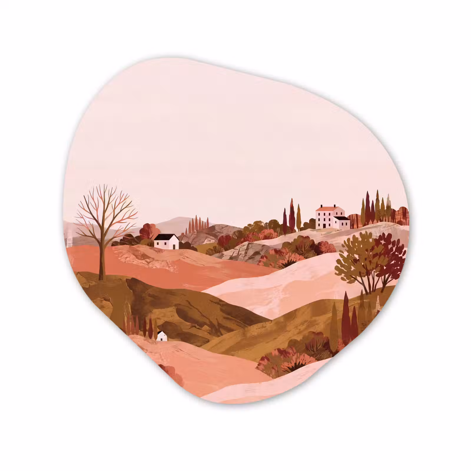 Organisch schilderij - Forex - Heuvellandschap - Grafisch - Terracotta — 1