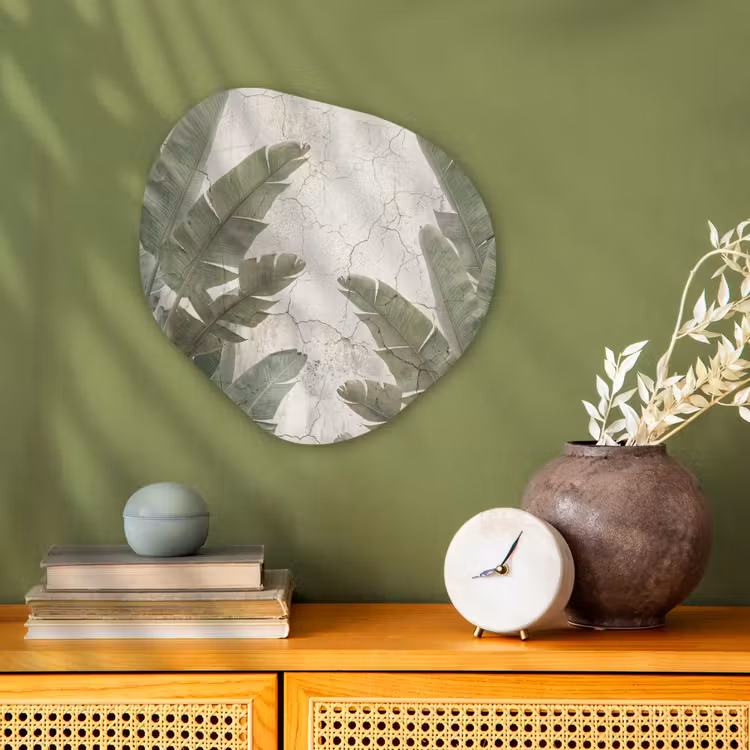 Organisch schilderij - Forex - Bananenbladeren - Beton - Groen — 2