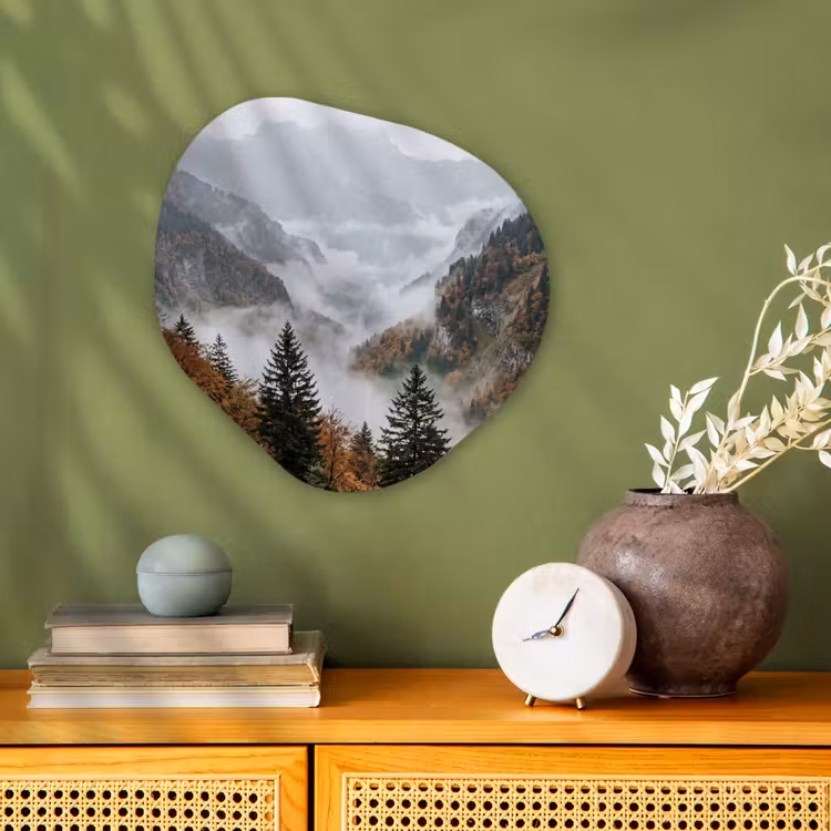 Organisch schilderij - Forex - Bergen - Vallei - Mist - Herfst - Natuur — 2