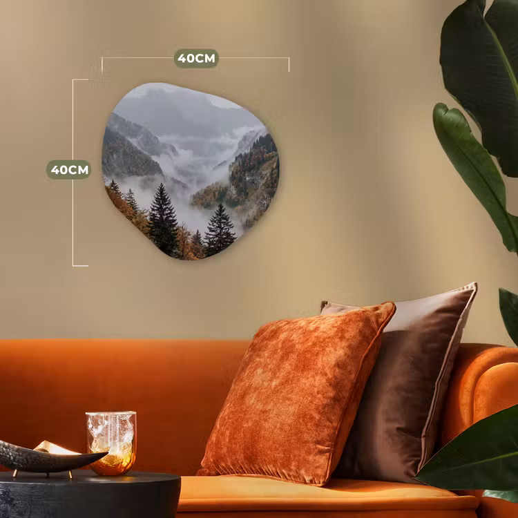 Organisch schilderij - Forex - Bergen - Vallei - Mist - Herfst - Natuur — 4