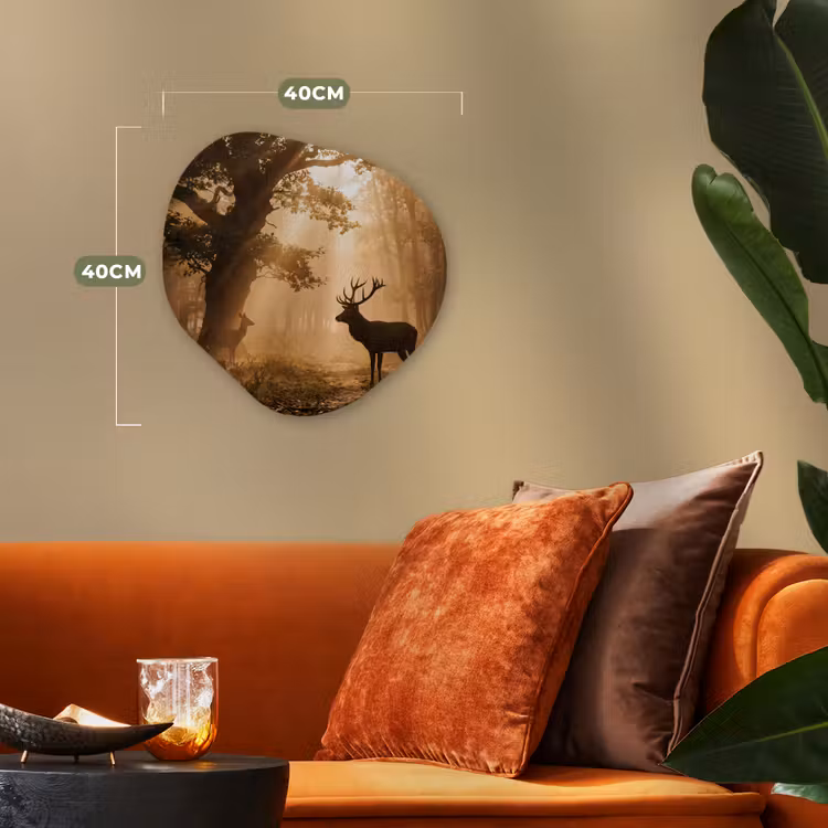 Organisch schilderij - Forex - Hert - Bos - Mistig - Natuur - Goud — 4