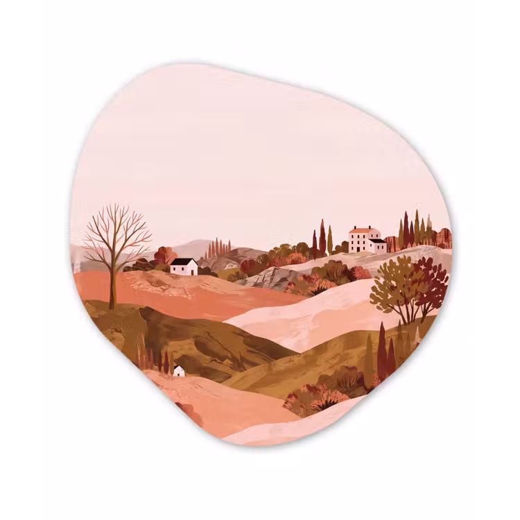 Organisch schilderij - Forex - Heuvellandschap - Grafisch - Terracotta — 1