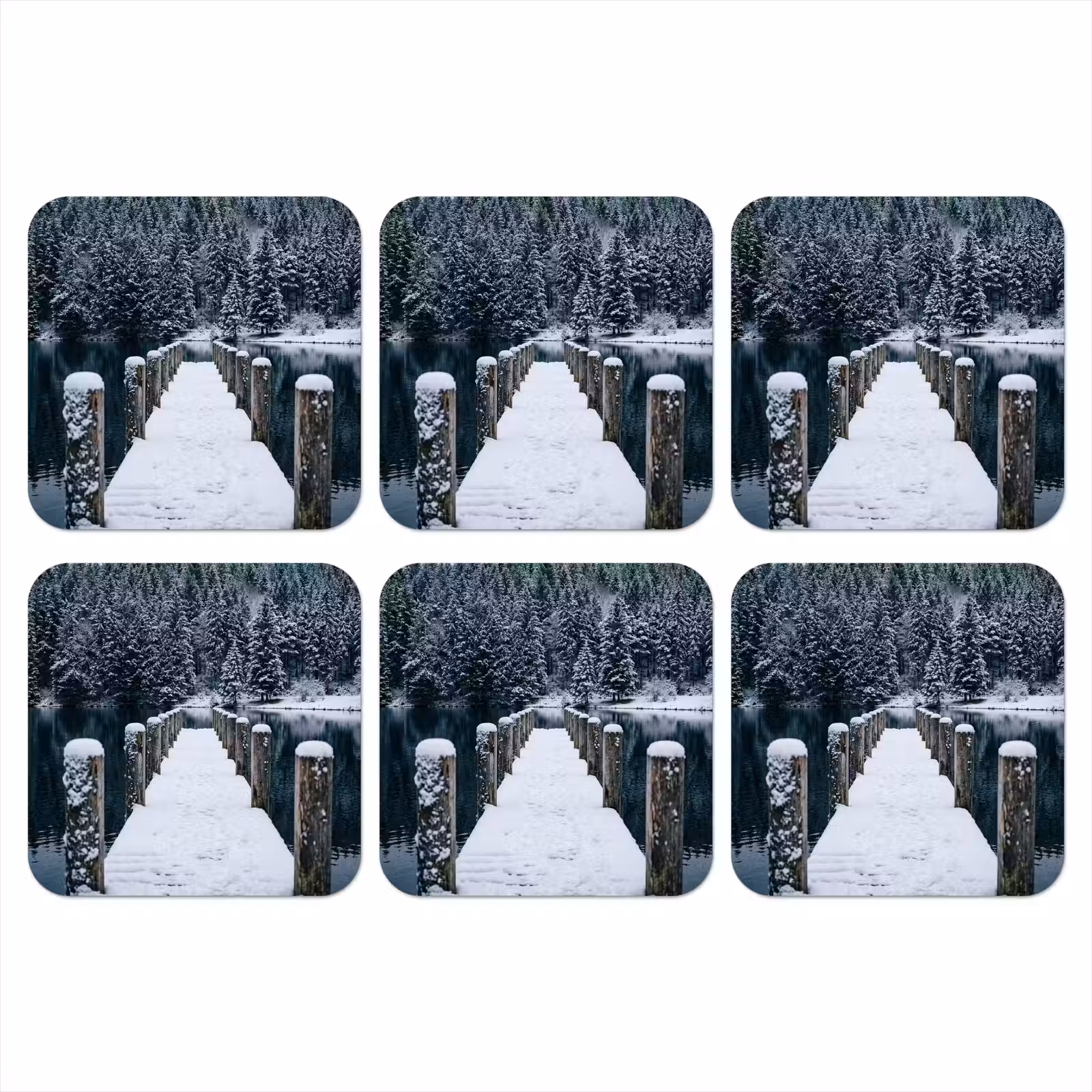 Onderzetter - Steiger - Meer - Sneeuw - Bergen - Rustgevend — 1