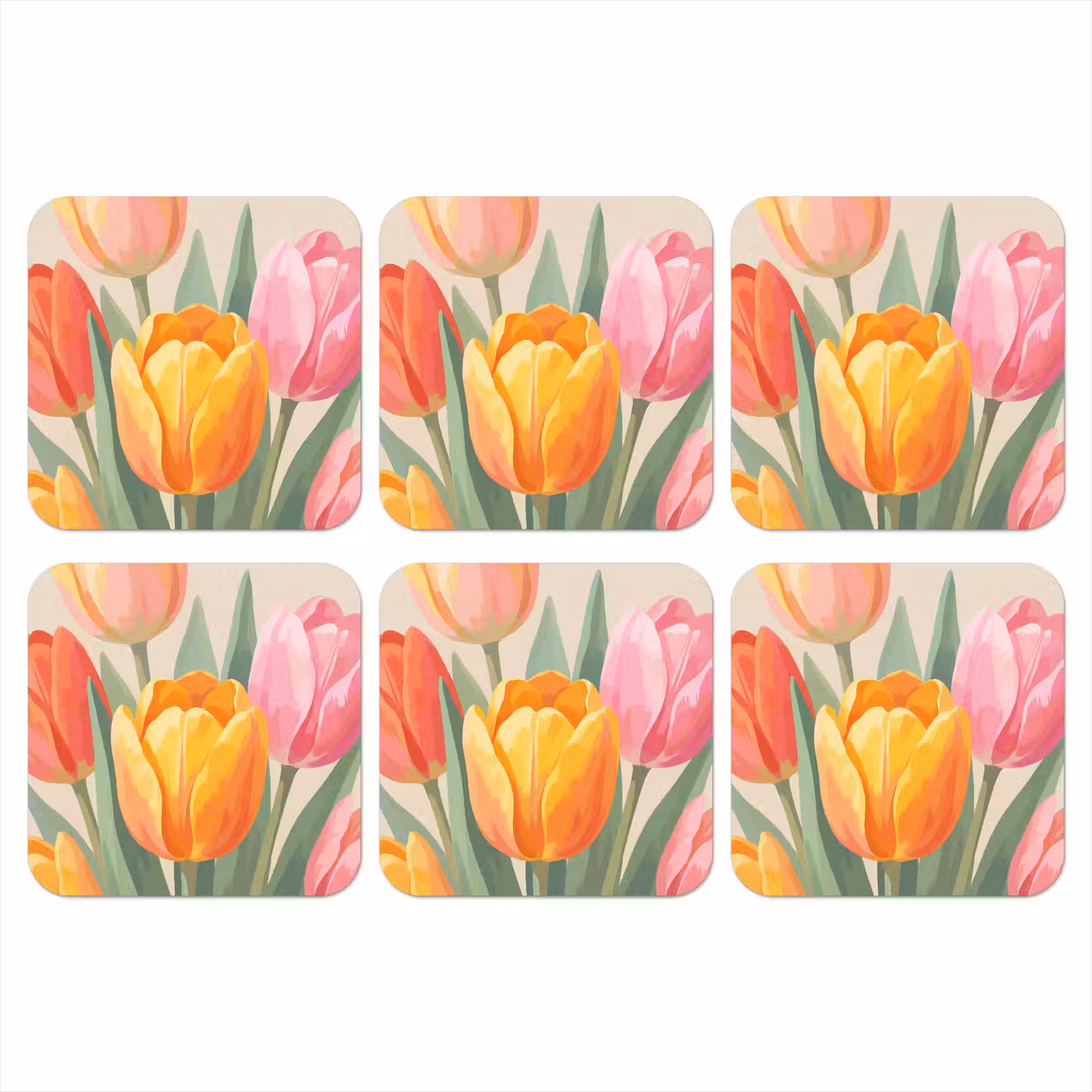Onderzetter - Tulpen - Abstract - Kleurrijk — 1