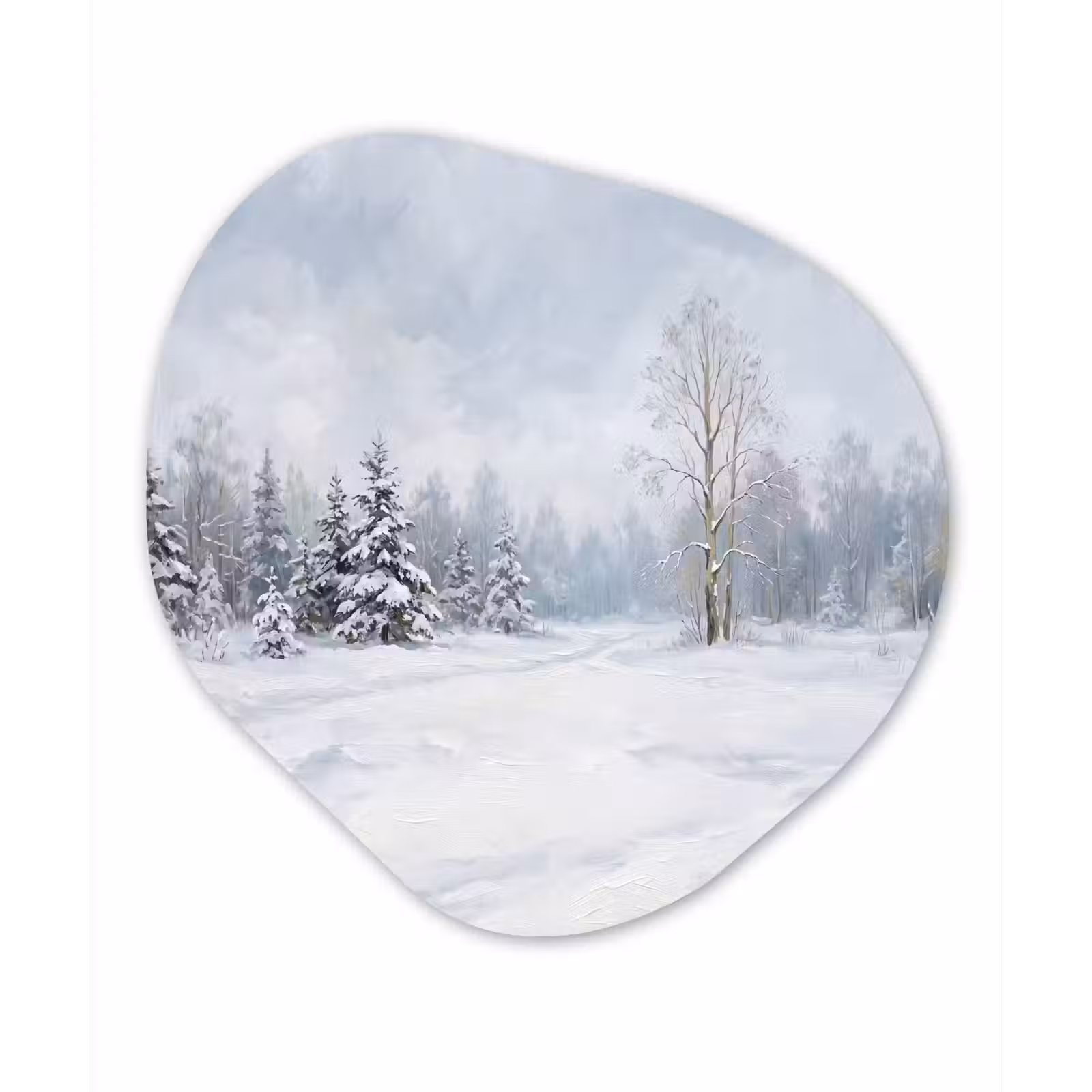 Organisch schilderij - Forex - Bospad - Dennen - Sneeuw - Winter - Rustgevend — 1