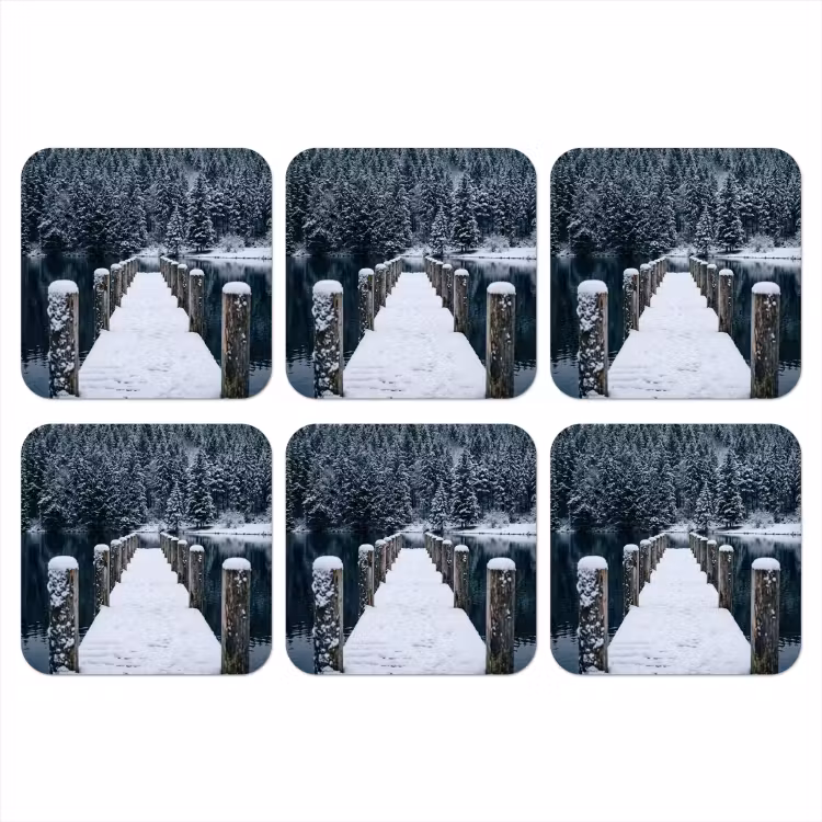 Onderzetter - Steiger - Meer - Sneeuw - Bergen - Rustgevend — 1
