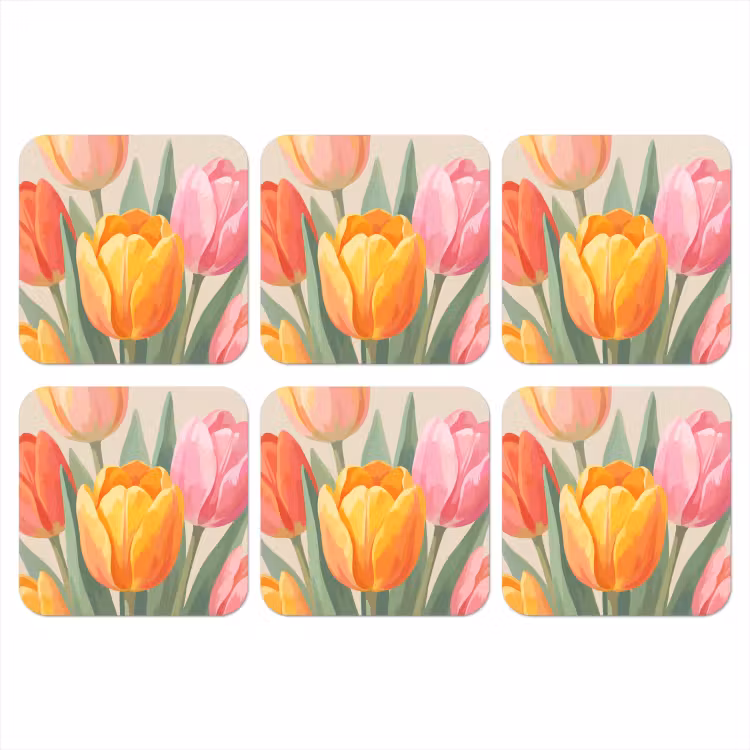 Onderzetter - Tulpen - Abstract - Kleurrijk — 1