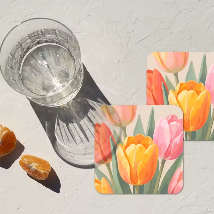 Onderzetter - Tulpen - Abstract - Kleurrijk — 3