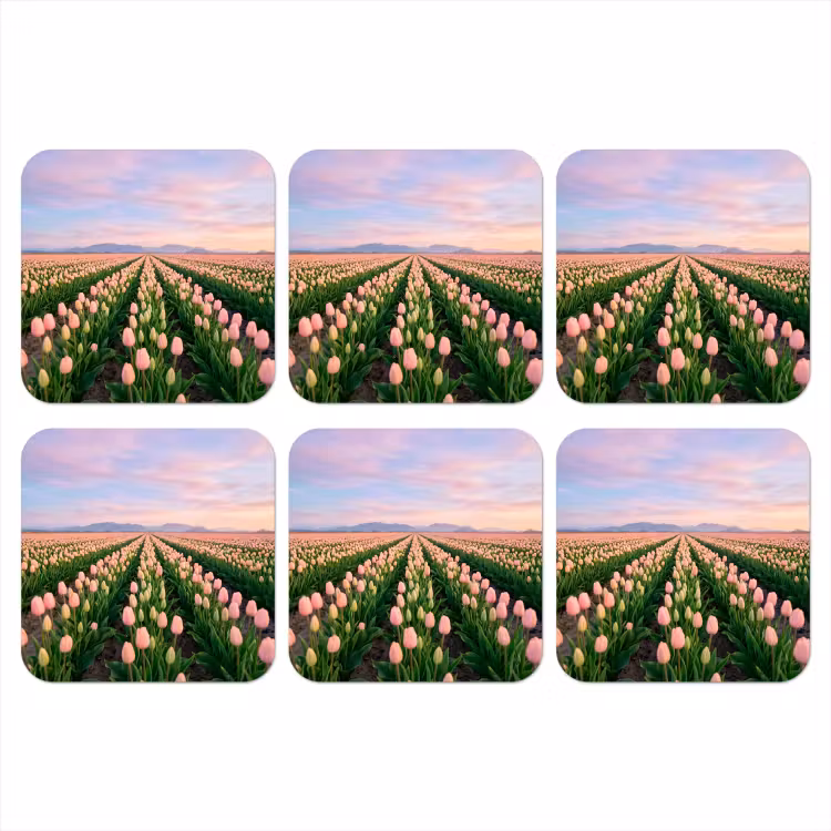 Onderzetter​ - Tulpen - Landschap - Roze — 1