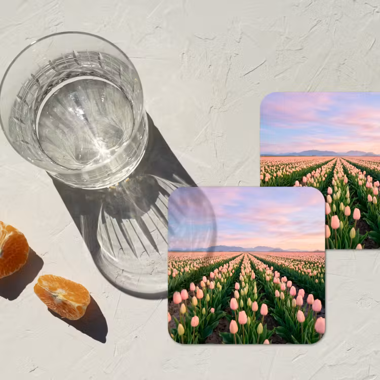 Onderzetter​ - Tulpen - Landschap - Roze — 3
