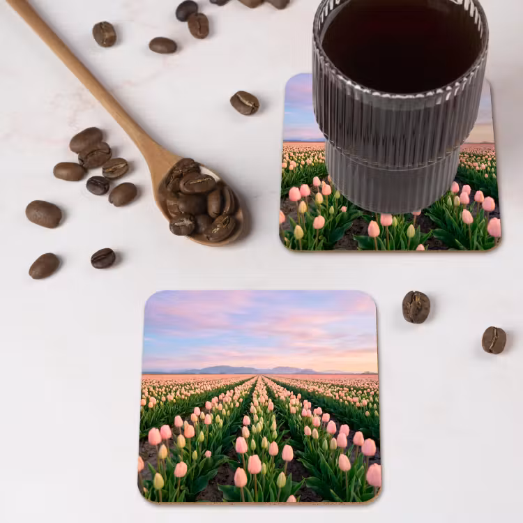 Onderzetter​ - Tulpen - Landschap - Roze — 4
