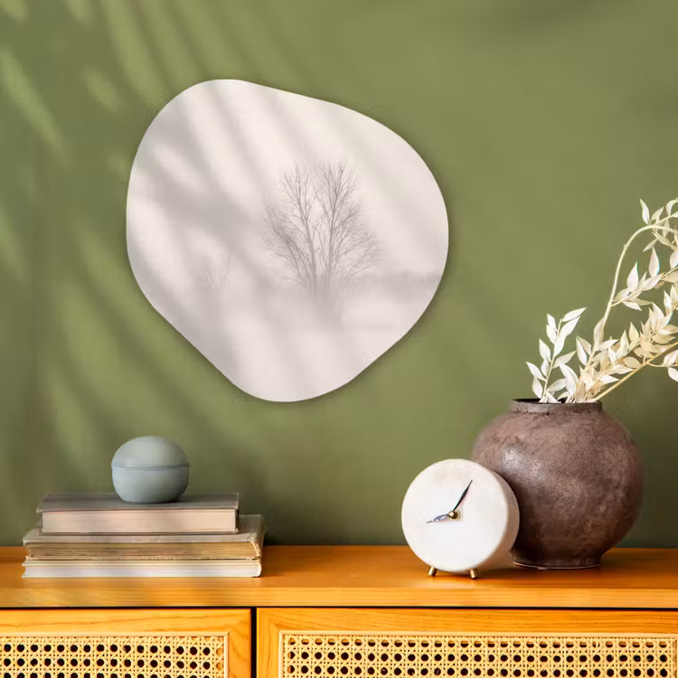 Organisch schilderij - Forex - Boom - Mist - Sneeuw - Winter - Minimalistisch — 2