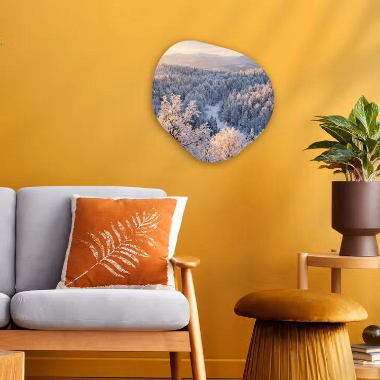 Organisch schilderij - Forex - Bos - Bergen - Goud - Winter - Warm — 3