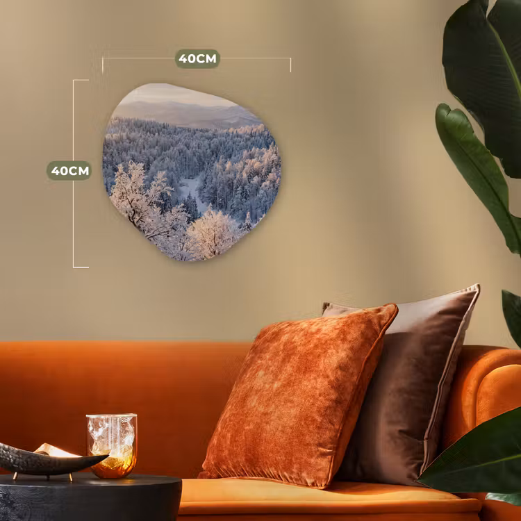 Organisch schilderij - Forex - Bos - Bergen - Goud - Winter - Warm — 4