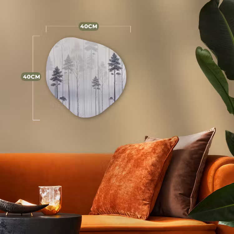 Organisch schilderij - Forex - Bos - Bomen - Mist - Natuur - Illustratie - Grijs — 4