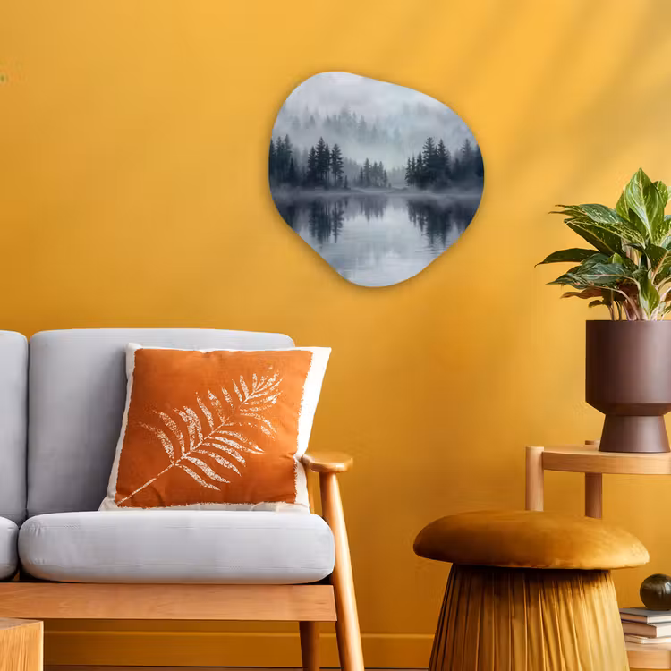 Organisch schilderij - Forex - Bos - Meer - Mist - Natuur - Grijs — 3