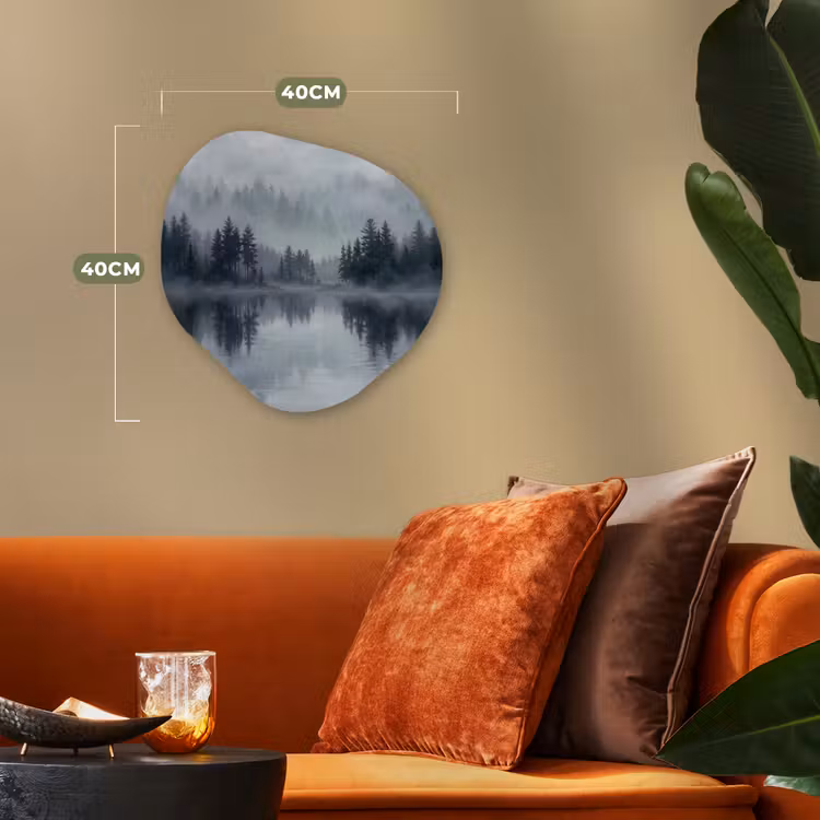 Organisch schilderij - Forex - Bos - Meer - Mist - Natuur - Grijs — 4