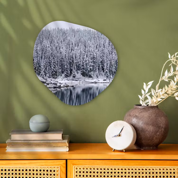 Organisch schilderij - Forex - Bos - Reflectie - Meer - Winter - Serene — 2