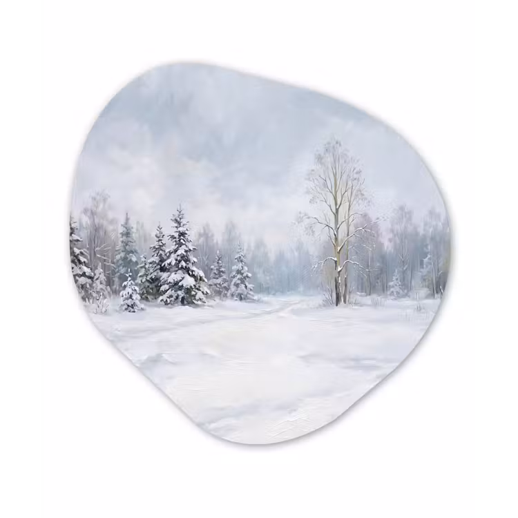 Organisch schilderij - Forex - Bospad - Dennen - Sneeuw - Winter - Rustgevend — 1