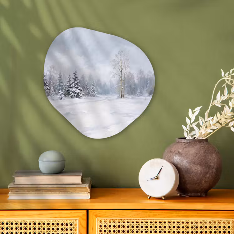 Organisch schilderij - Forex - Bospad - Dennen - Sneeuw - Winter - Rustgevend — 2