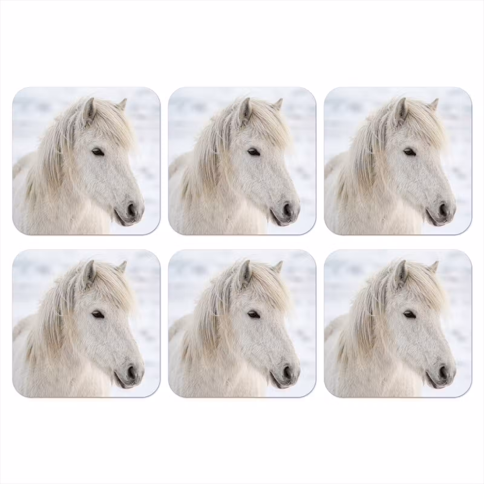 Onderzetter - Paard - Kop - Winter - Dieren - Wit — 1