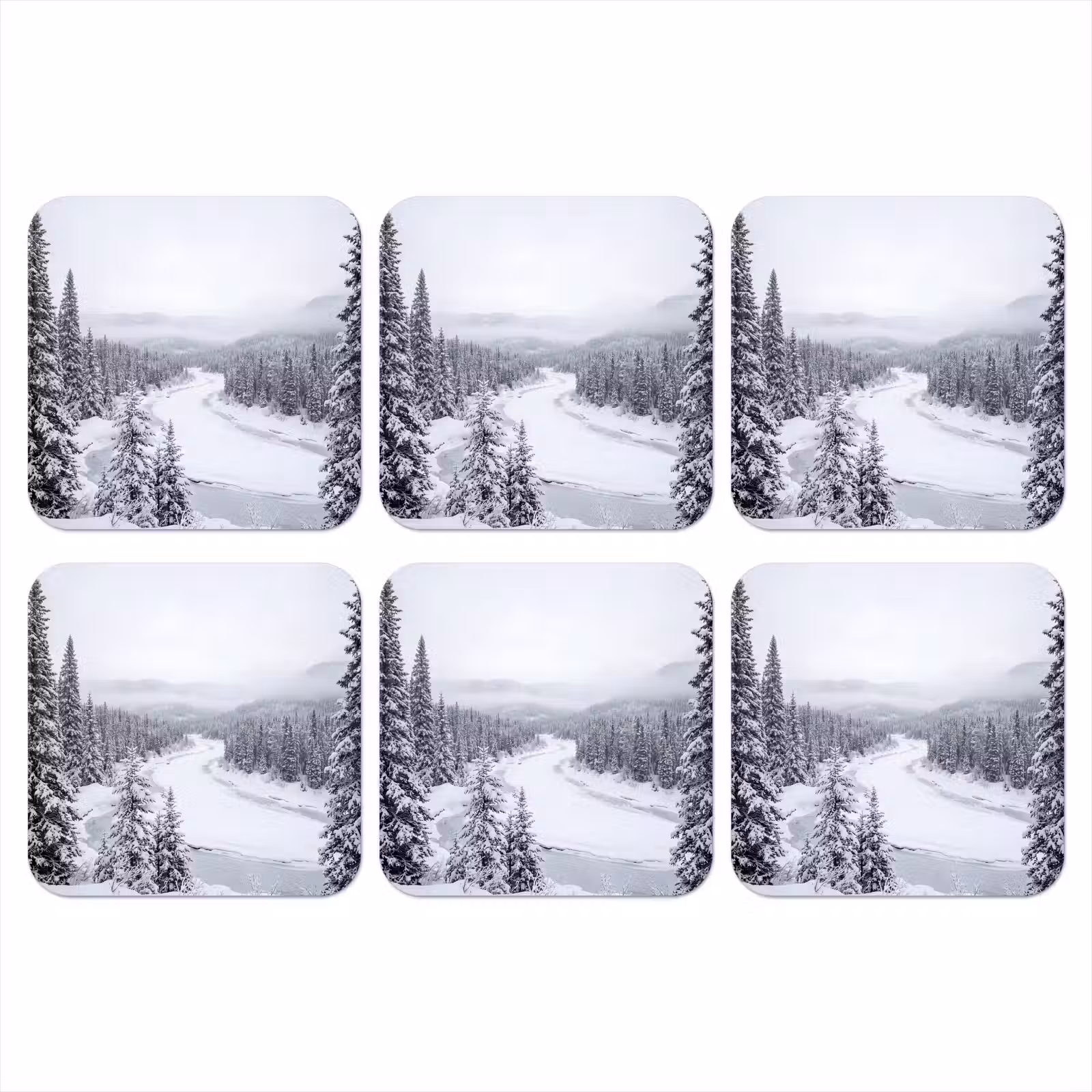 Onderzetter - Rivier - Bevroren - Landschap - Winter — 1