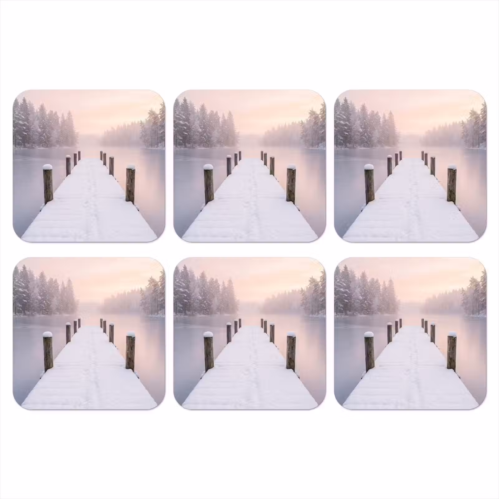 Onderzetter - Steiger - Meer - Mist - Winter - Serene — 1