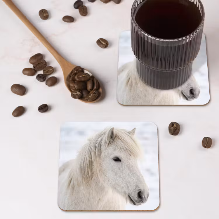 Onderzetter - Paard - Kop - Winter - Dieren - Wit — 4