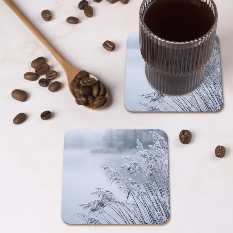 Onderzetter - Riet - Bevroren - Winter - Natuur — 4