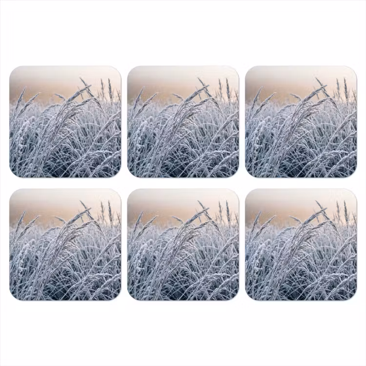 Onderzetter - Rijp - Gras - Kristallen - Winter - Minimalistisch — 1