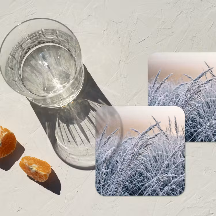 Onderzetter - Rijp - Gras - Kristallen - Winter - Minimalistisch — 3