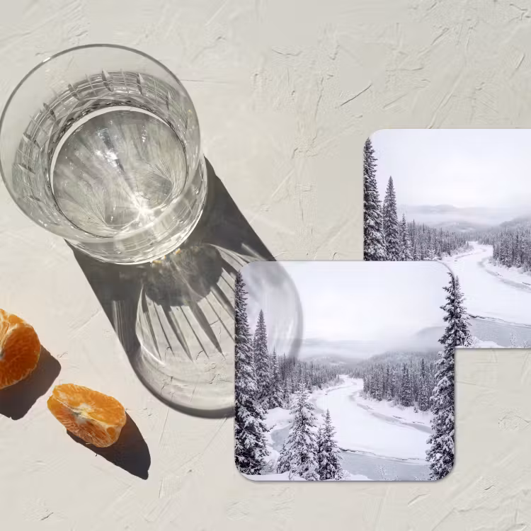 Onderzetter - Rivier - Bevroren - Landschap - Winter — 3