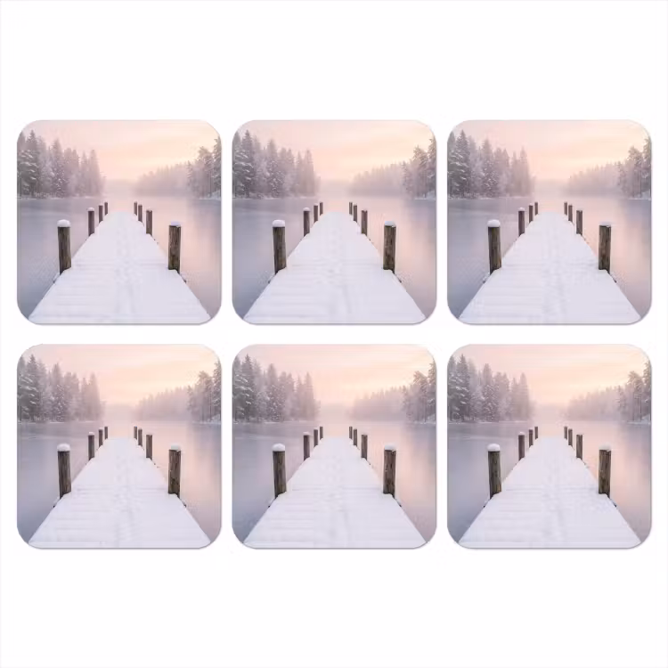 Onderzetter - Steiger - Meer - Mist - Winter - Serene — 1