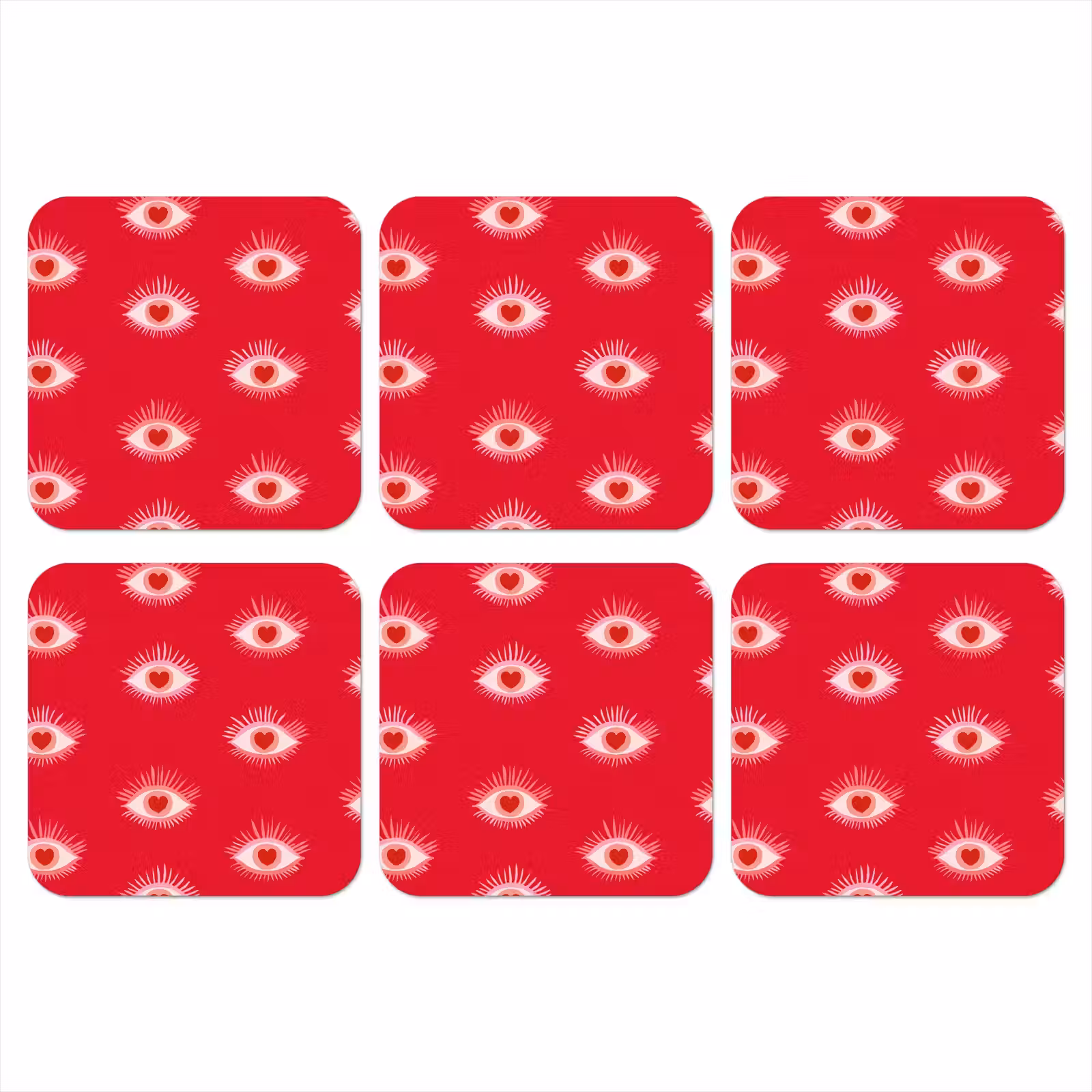 Onderzetter - Ogen - Hart - Abstract - Rood - Roze — 1
