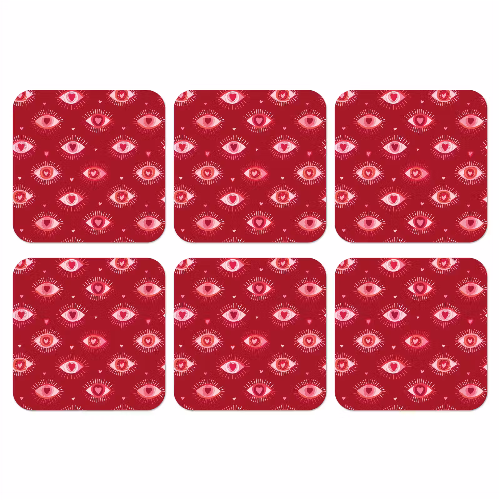 Onderzetter - Ogen - Patroon - Roze - Donkerrood — 1