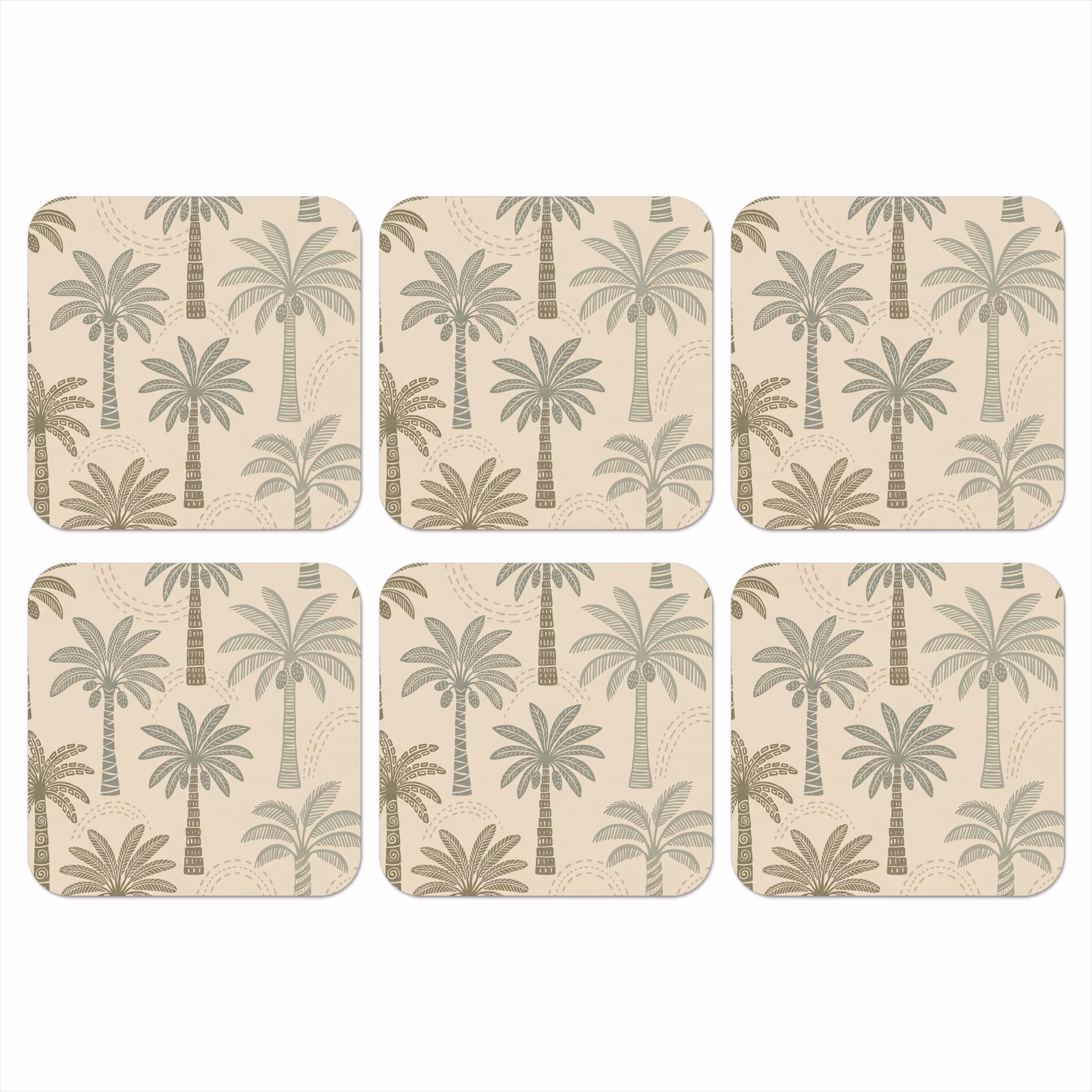 Onderzetter - Palmbomen - Patroon - Tropisch - Beige — 1