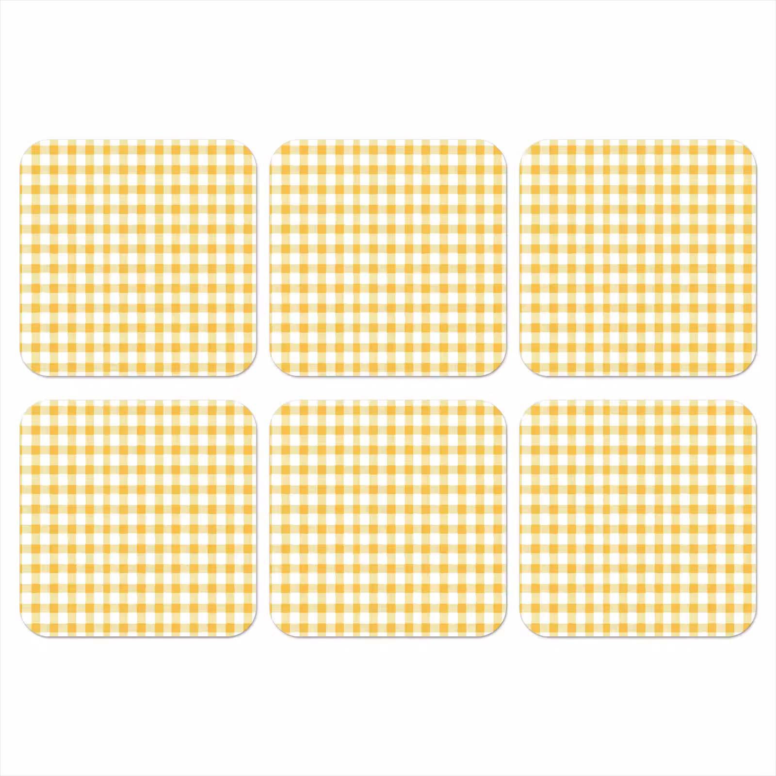 Onderzetter - Ruit - Gingham - Klassiek - Geel en Wit — 1