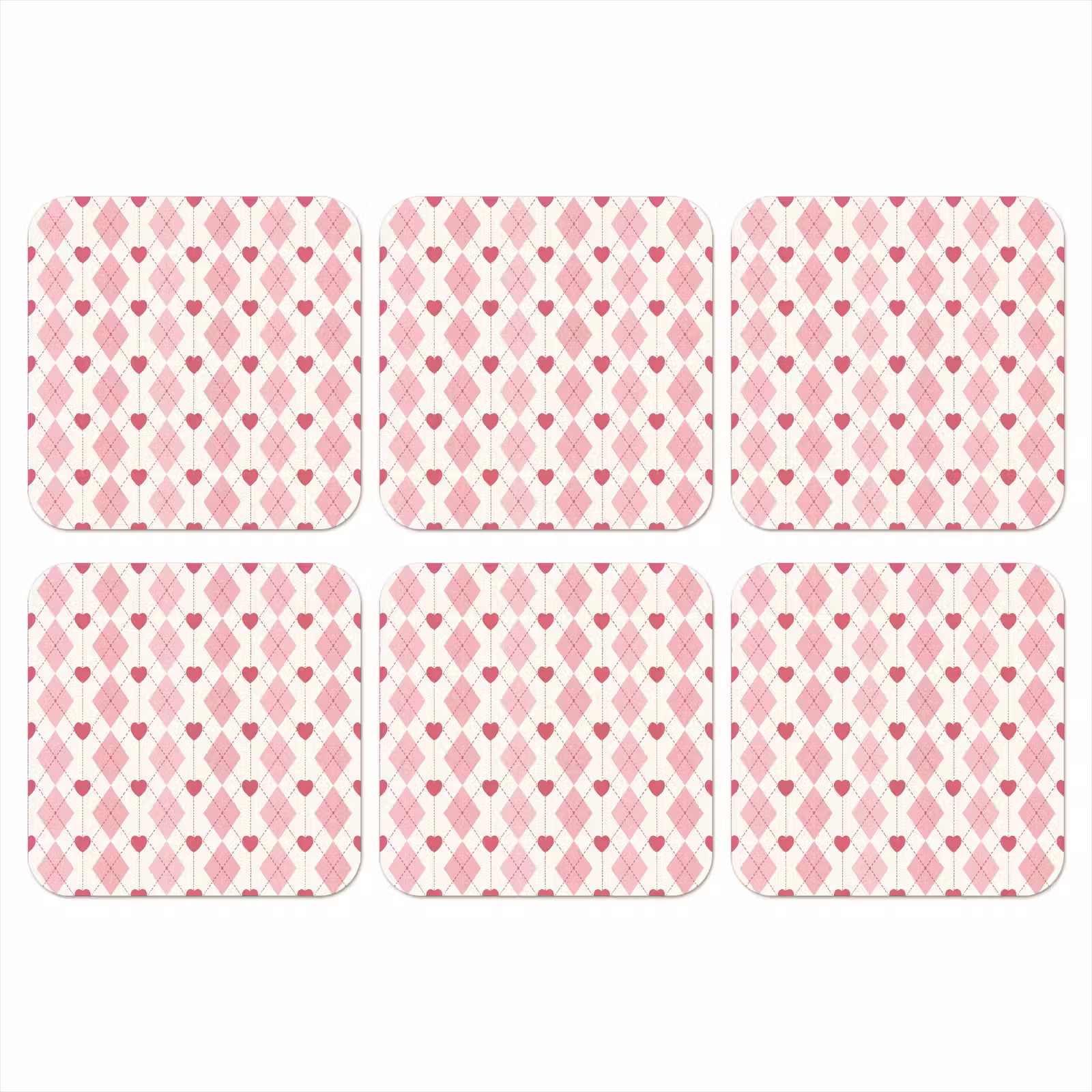 Onderzetter - Ruiten - Klassiek - Roze - Wit — 1
