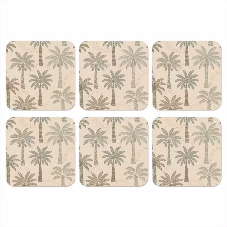 Onderzetter - Palmbomen - Patroon - Tropisch - Beige — 1