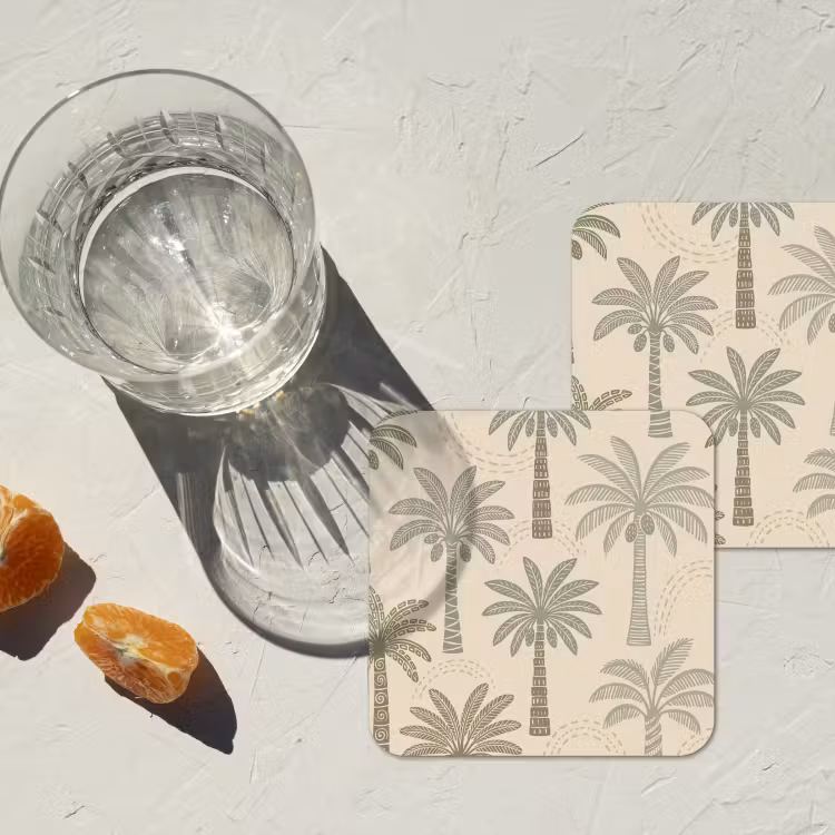 Onderzetter - Palmbomen - Patroon - Tropisch - Beige — 3
