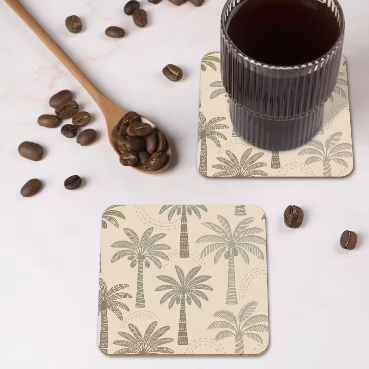Onderzetter - Palmbomen - Patroon - Tropisch - Beige — 4