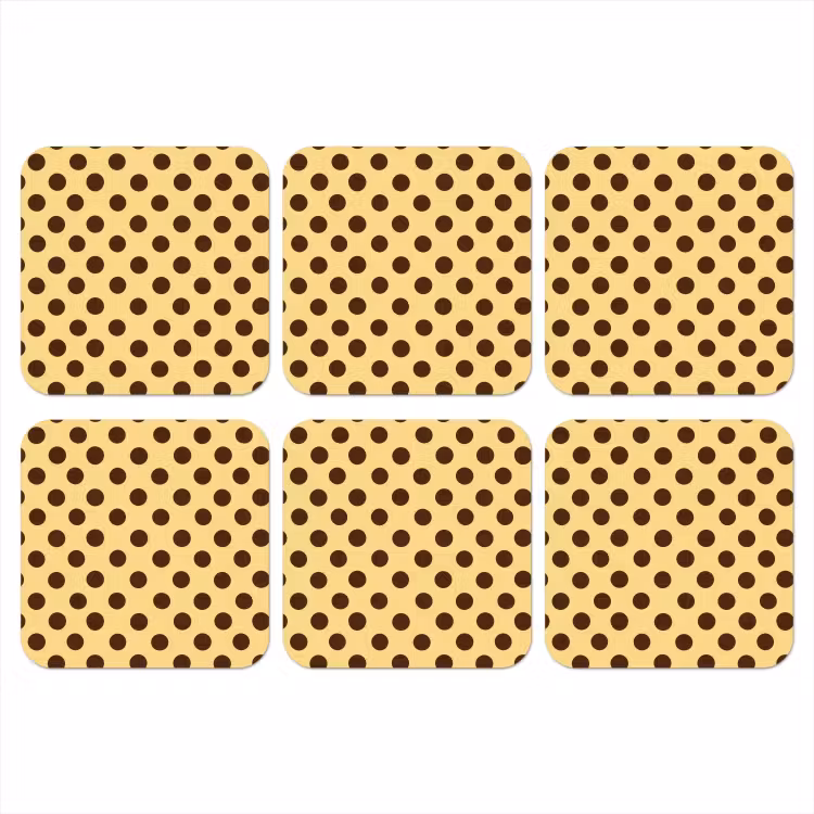 Onderzetter - Polka Dot - Stippen - Retro - Geel - Bruin — 1