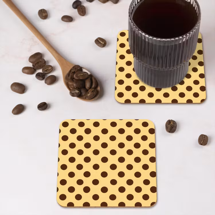 Onderzetter - Polka Dot - Stippen - Retro - Geel - Bruin — 4