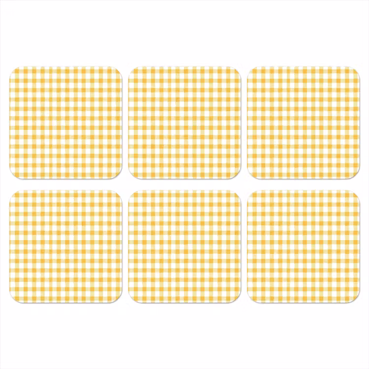 Onderzetter - Ruit - Gingham - Klassiek - Geel en Wit — 1