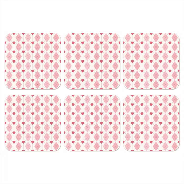 Onderzetter - Ruiten - Klassiek - Roze - Wit — 1