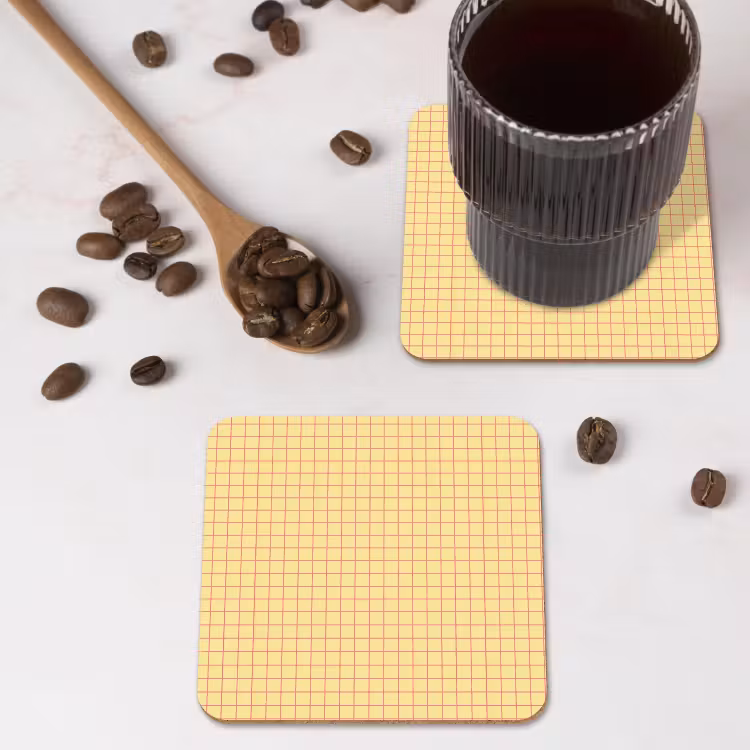 Onderzetter - Ruitjes - Grid - Minimalistisch - Geel - Roze — 4