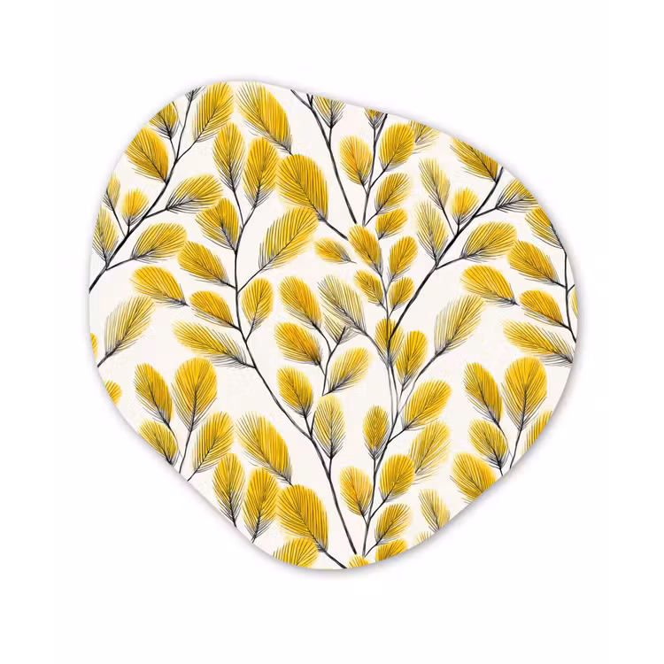 Organisch schilderij - Forex - Bladeren - Botanisch - Elegant - Geel - Zwart — 1