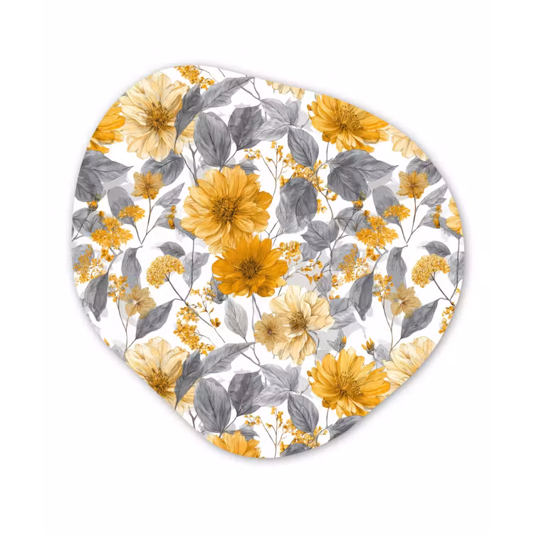 Organisch schilderij - Forex - Bloemen - Botanisch - Elegant - Okergeel - Grijs — 1