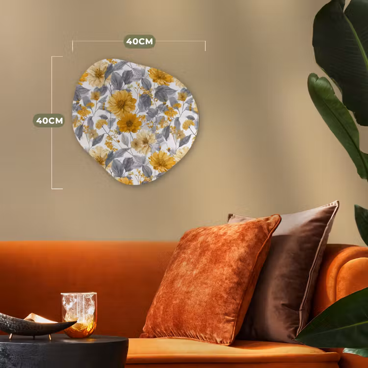 Organisch schilderij - Forex - Bloemen - Botanisch - Elegant - Okergeel - Grijs — 4